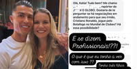 Irmã de Cristiano Ronaldo se irrita com a assédio de jornalistas sobre futuro do jogador: 'Não tenho filho de 40 anos'  Foto: Reprodução/Instagram/@katiaaveirooficial