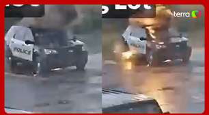 Vídeo mostra o momento em que viatura da polícia é atingida por raio nos EUA