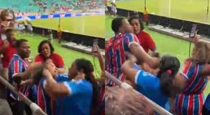 VÍDEO: Homem é flagrado agredindo duas mulheres durante confusão na Fonte Nova; veja imagens